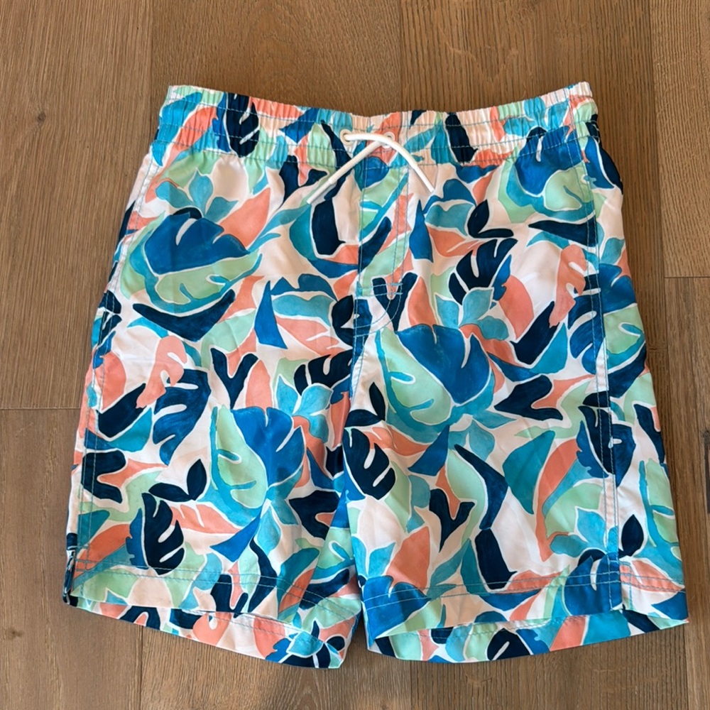 Colorful Leaf Print Swim Shorts